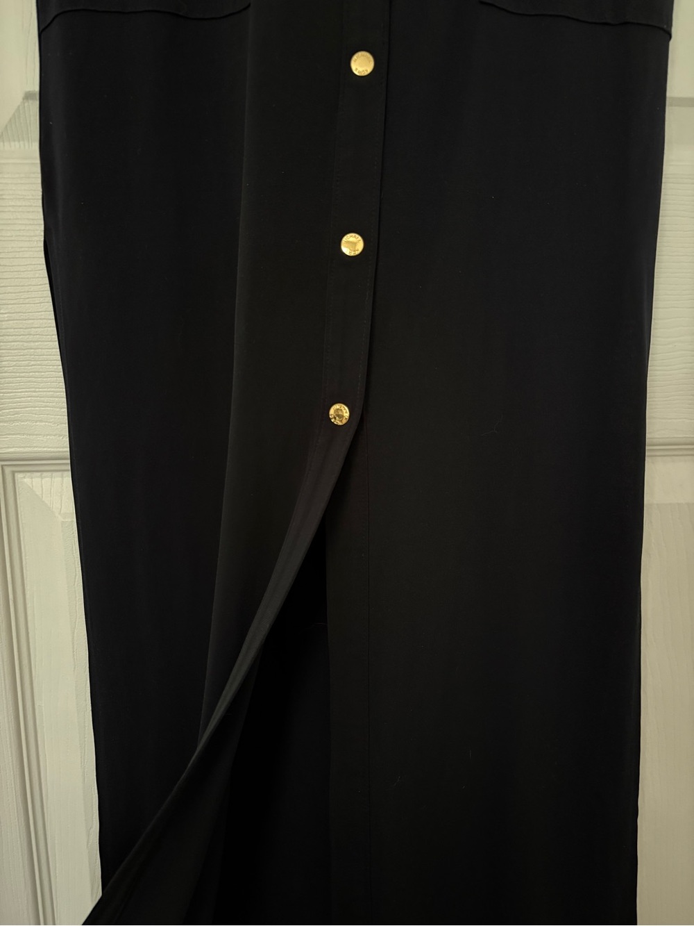 Michael Kors Black Maxi Dress with Gold Colored Buttons - Picture 2 of 8